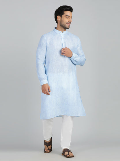 Sky Blue Solid Regular Fit Modi Kurta | JadeBlue