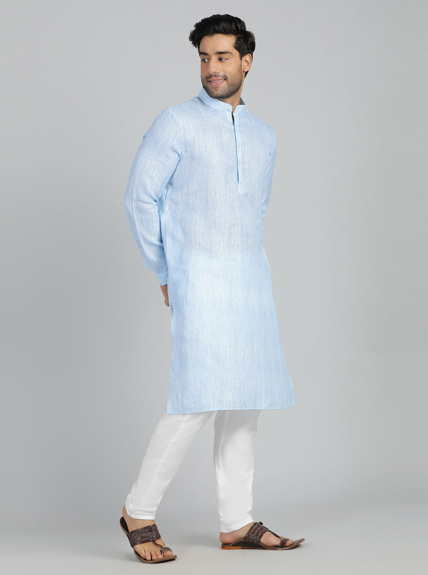 Sky Blue Solid Regular Fit Modi Kurta | JadeBlue