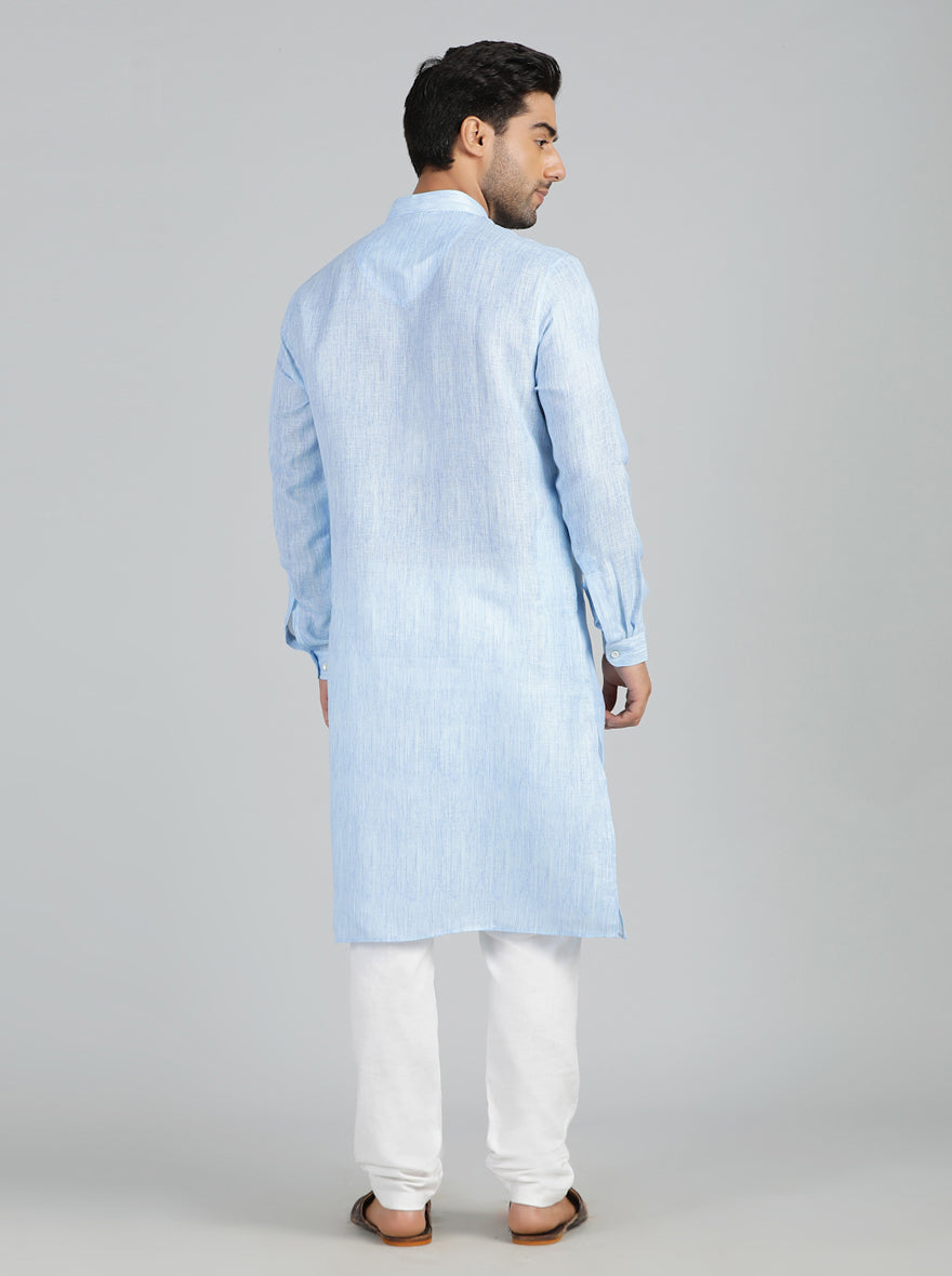 Sky Blue Solid Regular Fit Modi Kurta | JadeBlue