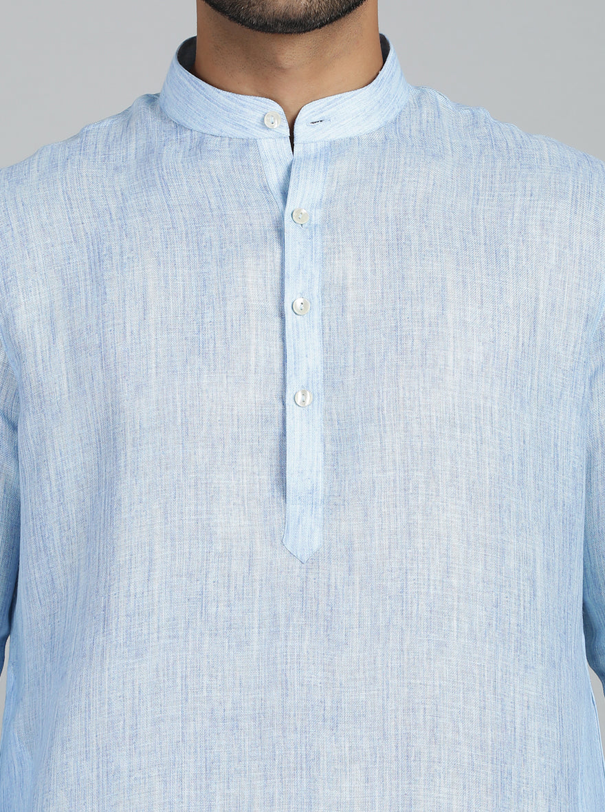 Sky Blue Solid Regular Fit Modi Kurta | JadeBlue