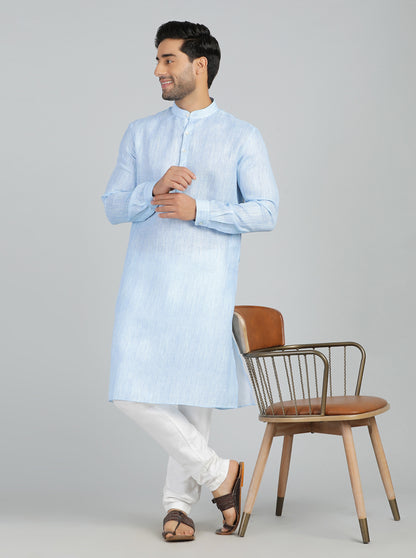 Sky Blue Solid Regular Fit Modi Kurta | JadeBlue