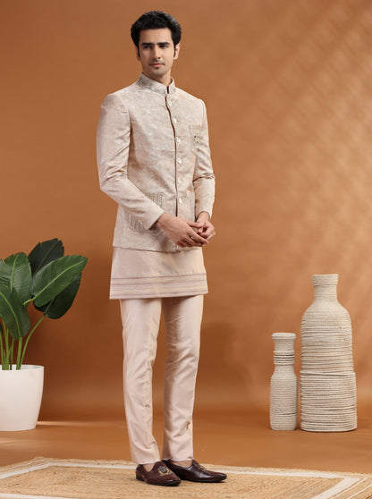 Dusty Pink Embroidered Jodhpuri Suit | TULA