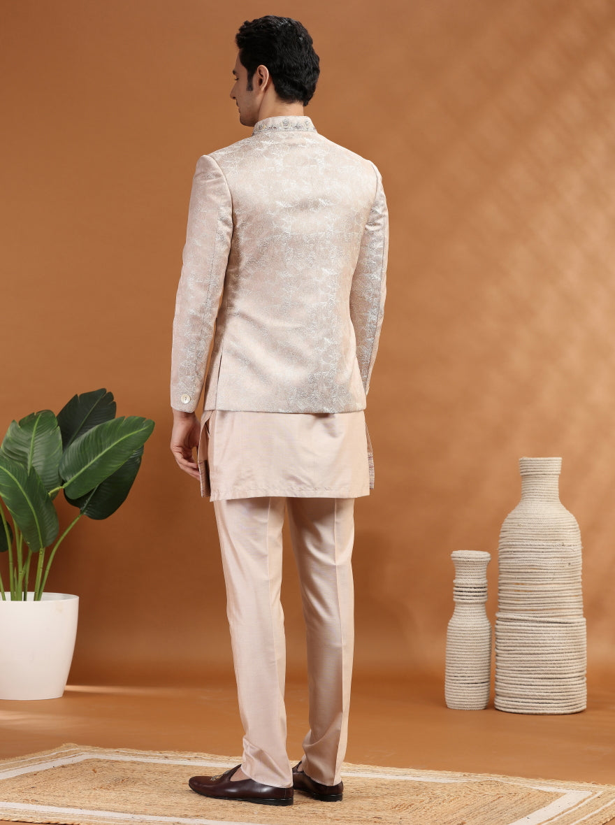 Dusty Pink Embroidered Jodhpuri Suit | TULA