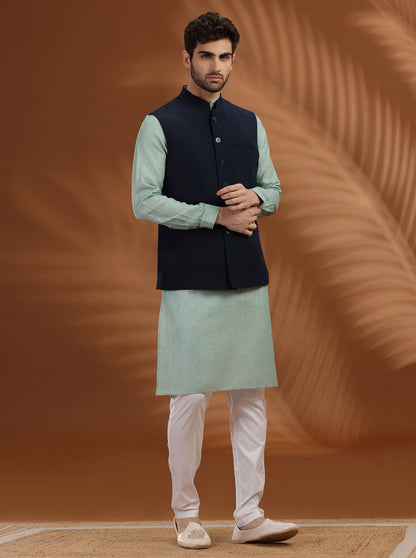 Blue Solid Waistcoat | Greenfibre