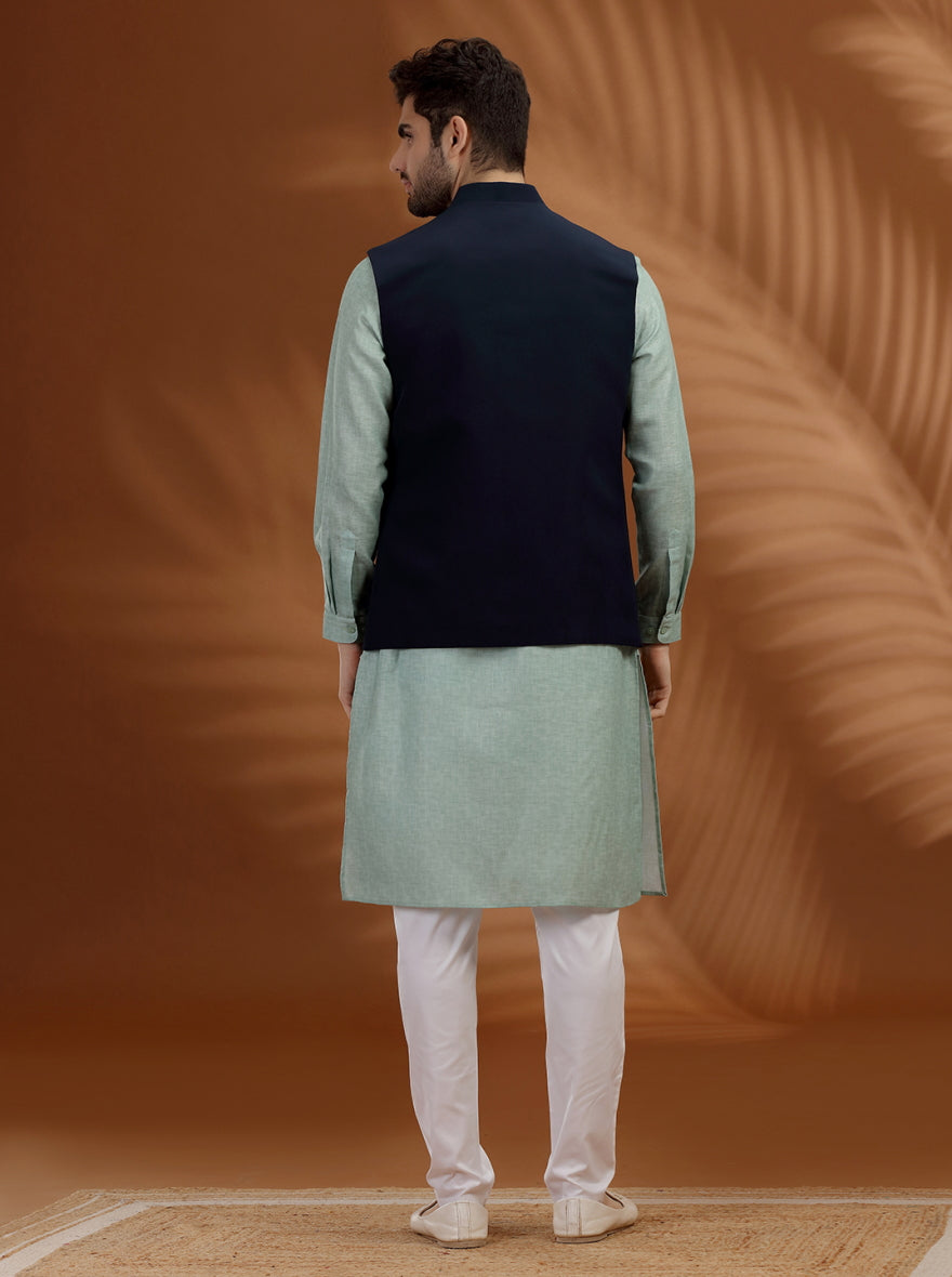 Blue Solid Waistcoat | Greenfibre