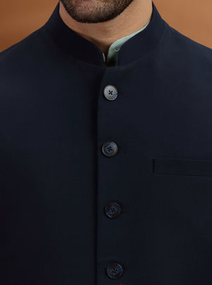 Blue Solid Waistcoat | Greenfibre