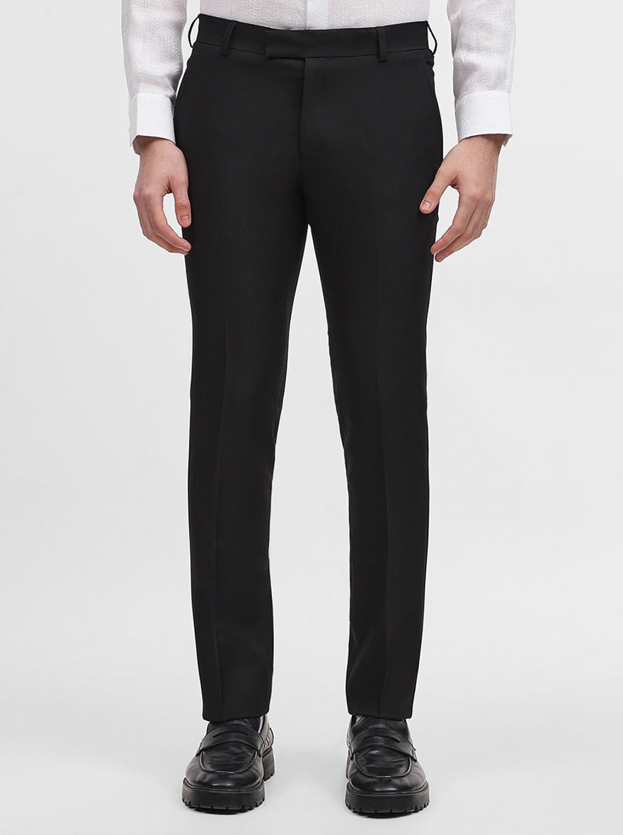 Black Solid Slim Fit Formal Trouser | Metal