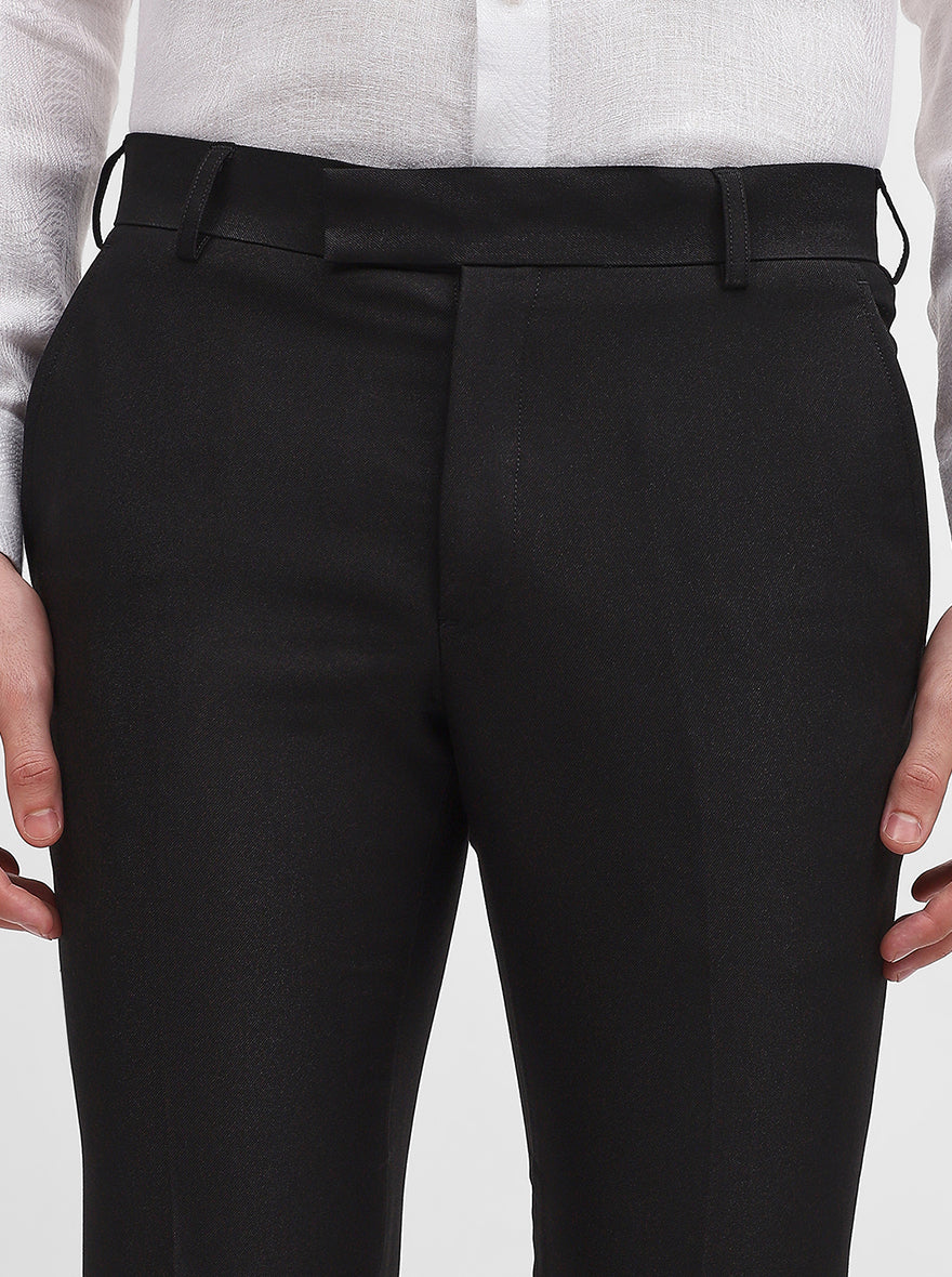 Black Solid Slim Fit Formal Trouser | Metal
