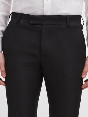 Black Solid Slim Fit Formal Trouser | Metal