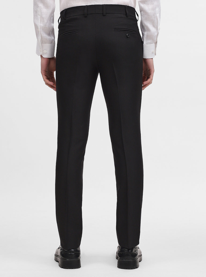 Black Solid Slim Fit Formal Trouser | Metal