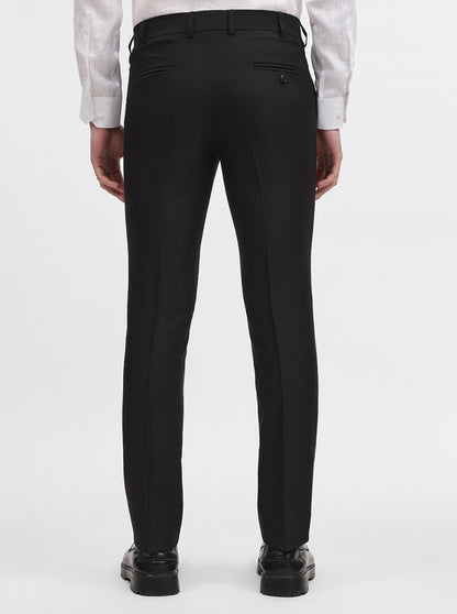 Black Solid Slim Fit Formal Trouser | Metal