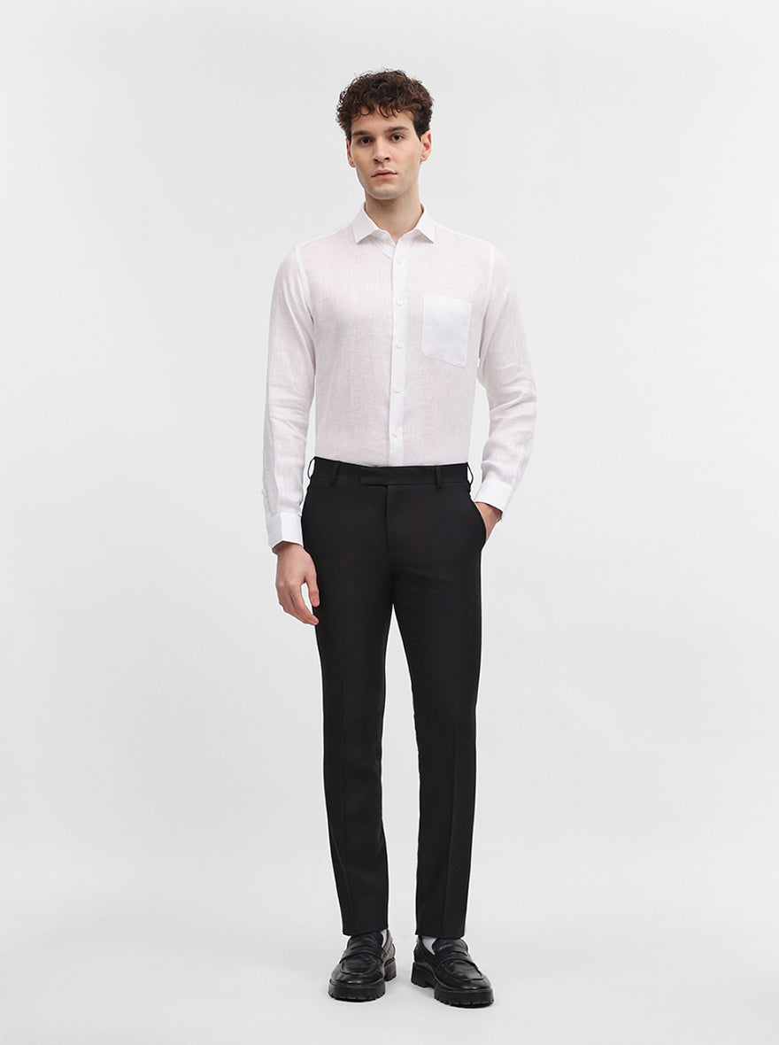 Black Solid Slim Fit Formal Trouser | Metal
