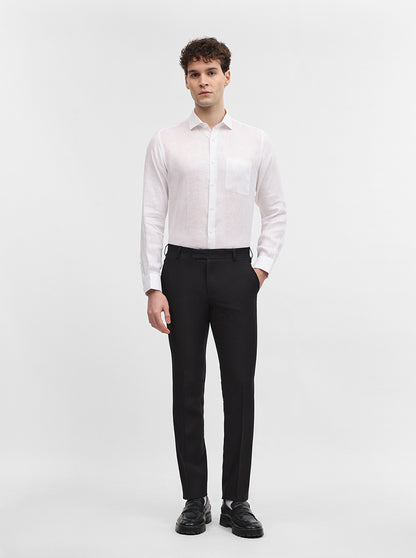 Black Solid Slim Fit Formal Trouser | Metal