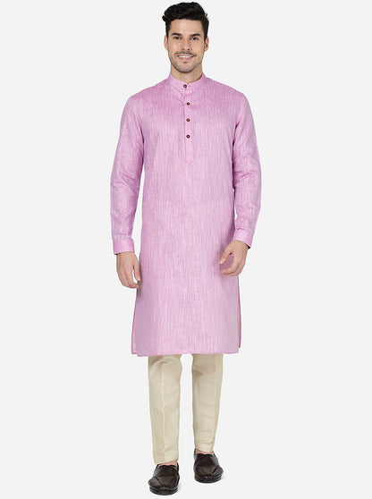 Fussai Pink Solid Regular Fit Modi Kurta | JadeBlue