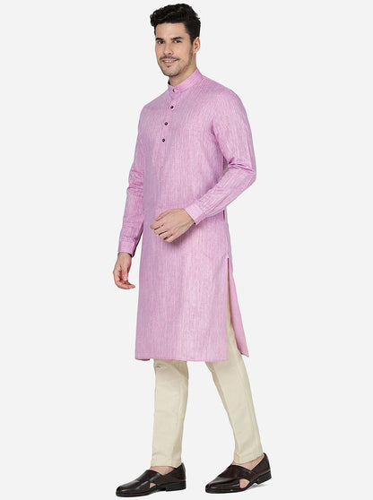 Fussai Pink Solid Regular Fit Modi Kurta | JadeBlue