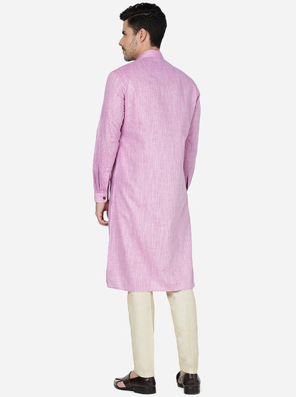 Fussai Pink Solid Regular Fit Modi Kurta | JadeBlue