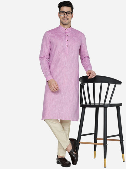Fussai Pink Solid Regular Fit Modi Kurta | JadeBlue