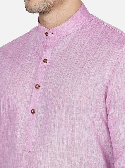 Fussai Pink Solid Regular Fit Modi Kurta | JadeBlue