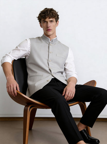Grey Solid Waistcoat | Greenfibre