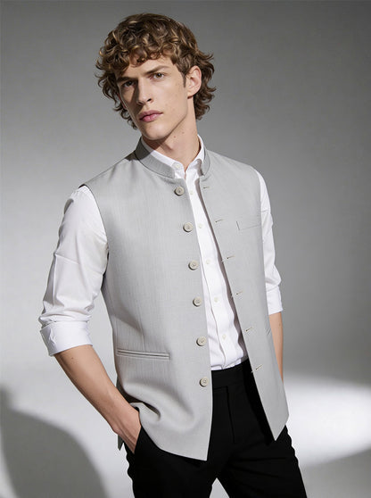 Grey Solid Waistcoat | Greenfibre