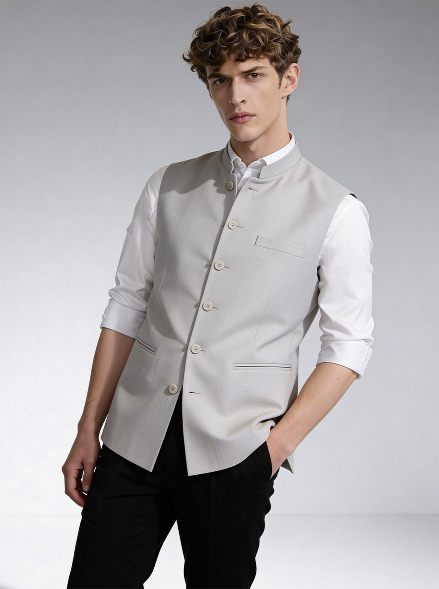Grey Solid Waistcoat | Greenfibre
