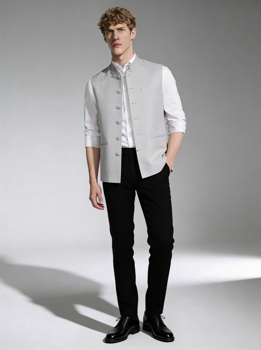 Grey Solid Waistcoat | Greenfibre