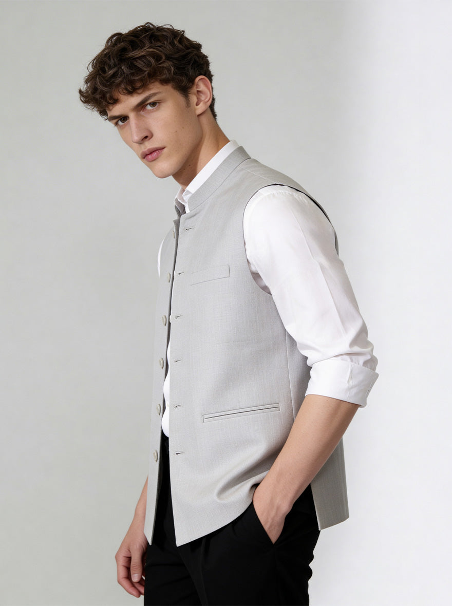 Grey Solid Waistcoat | Greenfibre