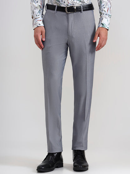 Grey Solid Slim Fit Formal Trouser | JadeBlue Youth