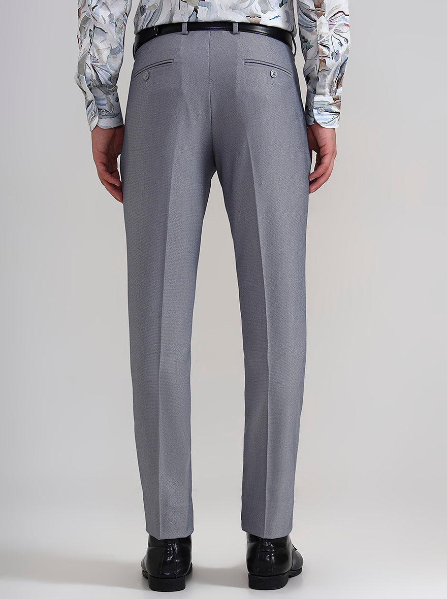 Grey Solid Slim Fit Formal Trouser | JadeBlue Youth