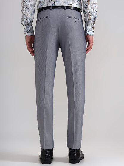 Grey Solid Slim Fit Formal Trouser | JadeBlue Youth