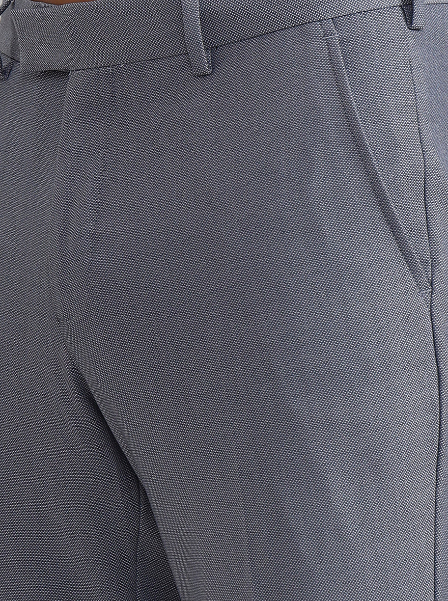 Grey Solid Slim Fit Formal Trouser | JadeBlue Youth