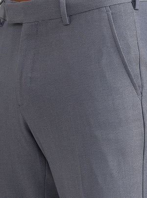 Grey Solid Slim Fit Formal Trouser | JadeBlue Youth
