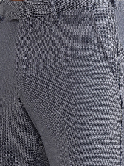 Grey Solid Slim Fit Formal Trouser | JadeBlue Youth