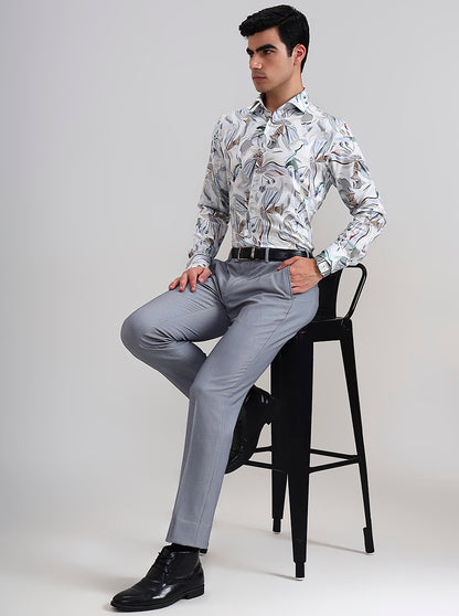 Grey Solid Slim Fit Formal Trouser | JadeBlue Youth