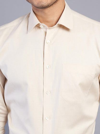 Beige Solid Regular Fit Formal Shirt | JadeBlue