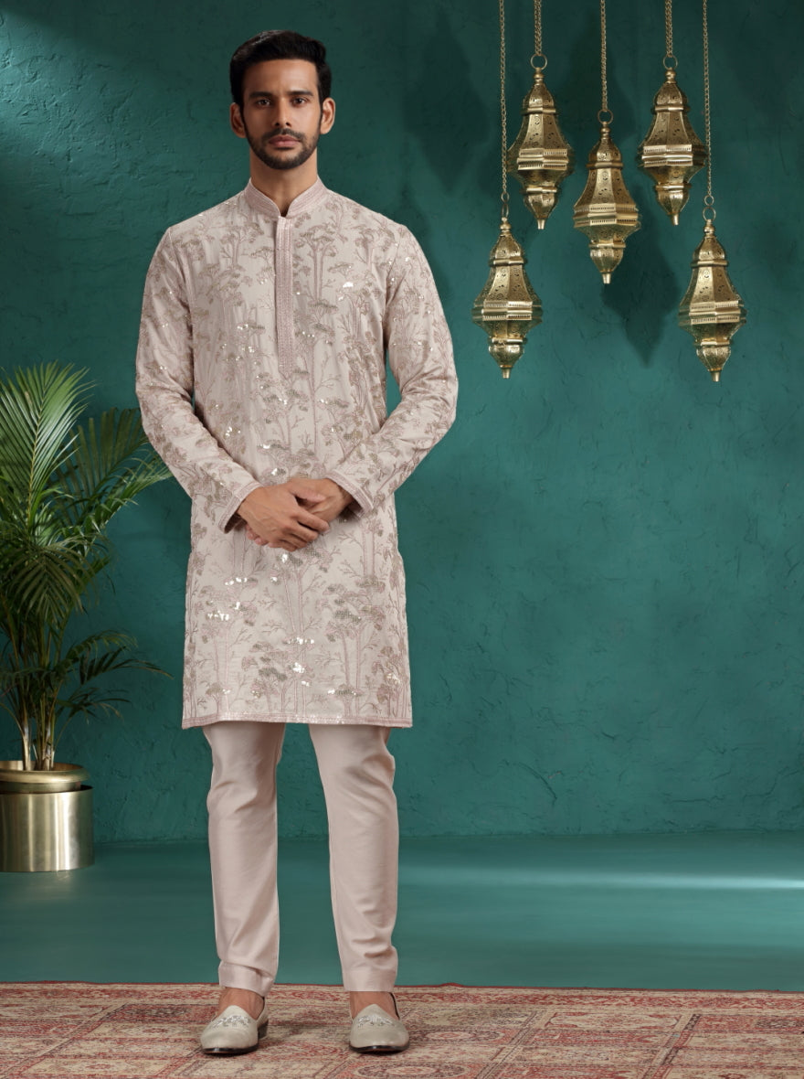 Peach Embroidered Kurta Pajama | TULA