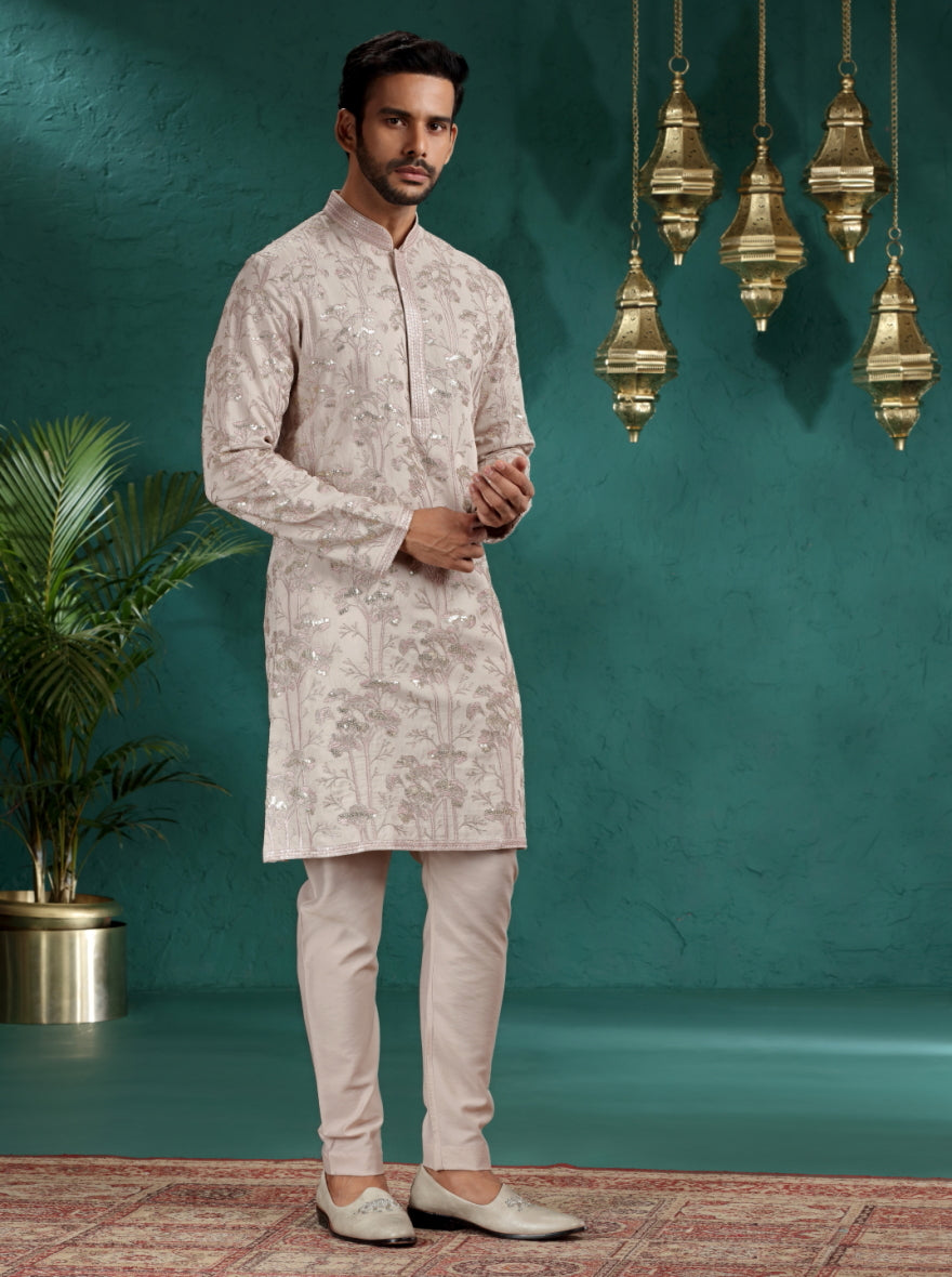 Peach Embroidered Kurta Pajama | TULA