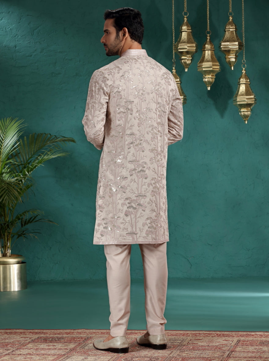 Peach Embroidered Kurta Pajama | TULA