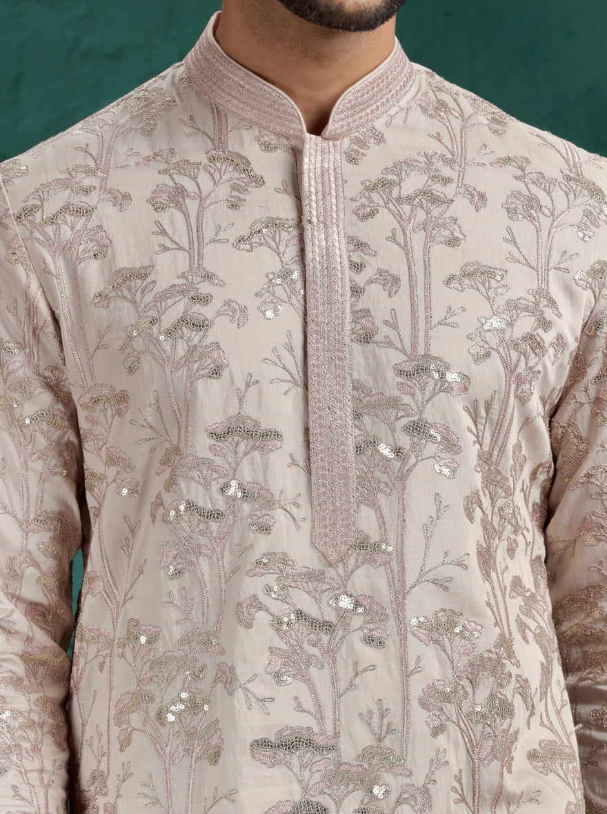 Peach Embroidered Kurta Pajama | TULA