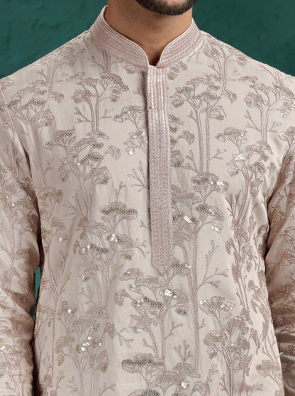 Peach Embroidered Kurta Pajama | TULA