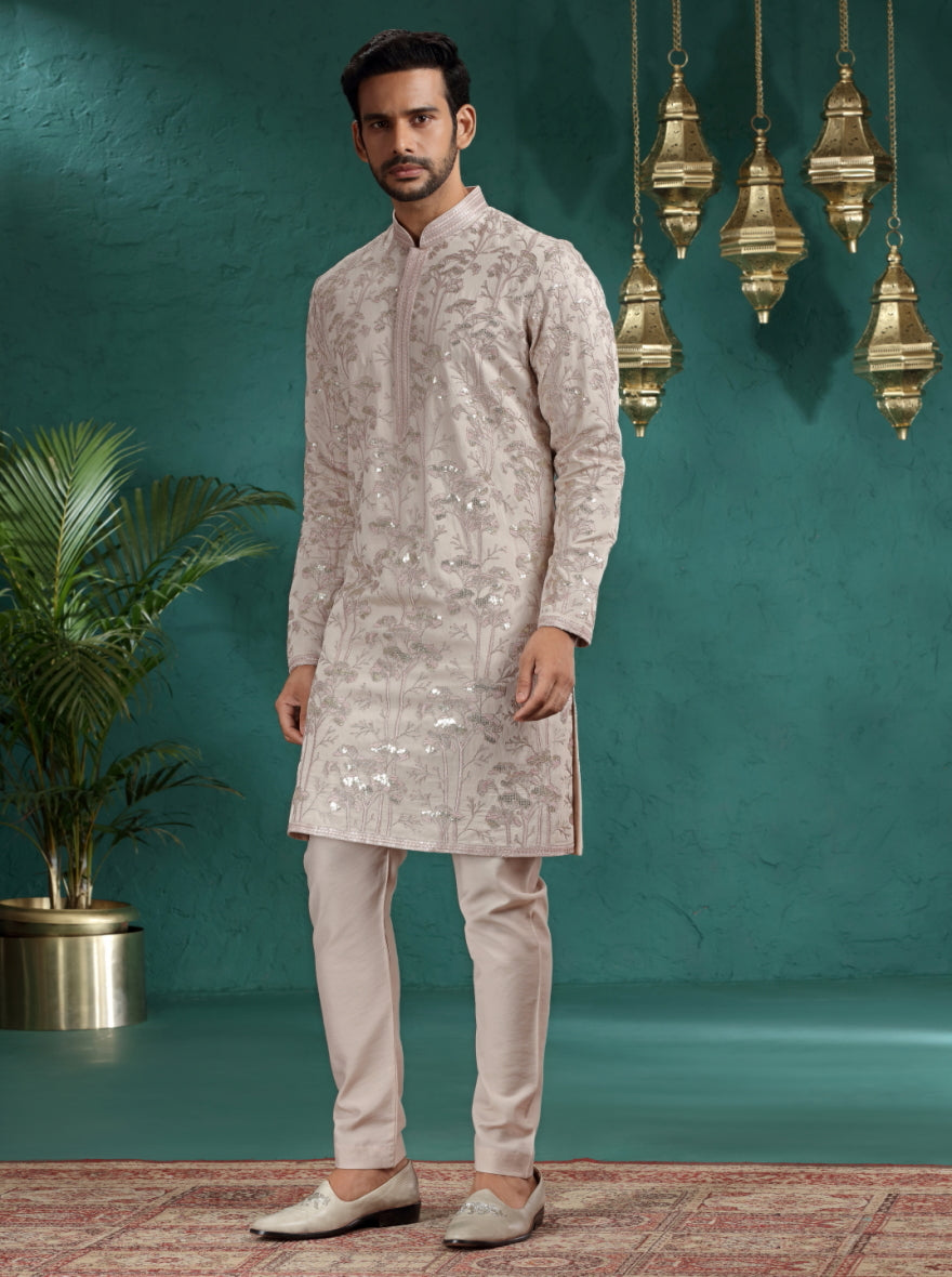 Peach Embroidered Kurta Pajama | TULA