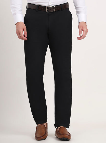 Black Solid Slim Fit Club Wear Trouser | JB Studio