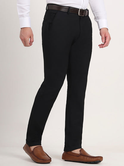 Black Solid Slim Fit Club Wear Trouser | JB Studio
