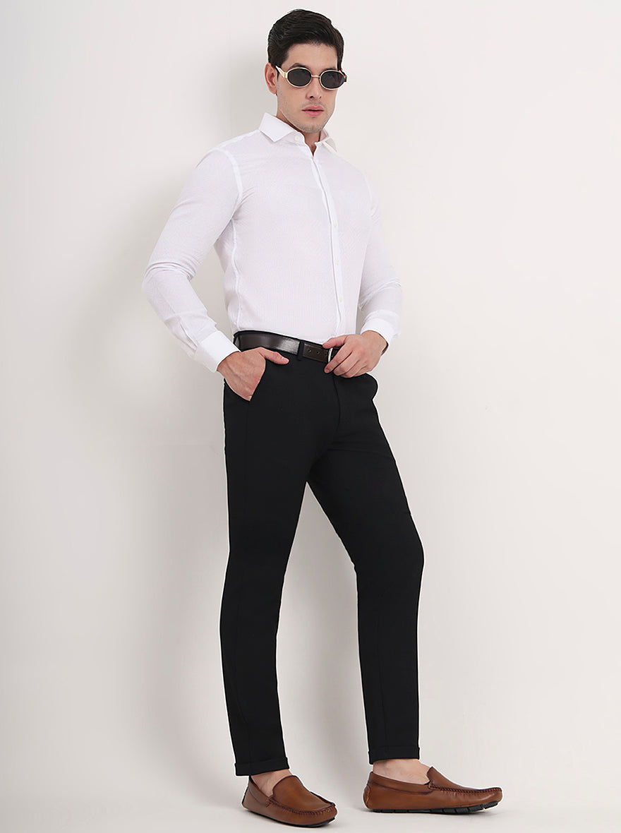 Black Solid Slim Fit Club Wear Trouser | JB Studio
