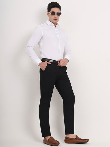 Black Solid Slim Fit Club Wear Trouser | JB Studio