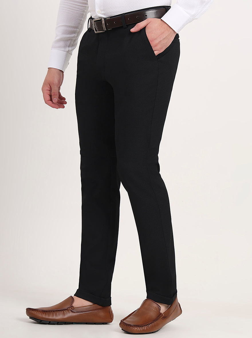 Black Solid Slim Fit Club Wear Trouser | JB Studio