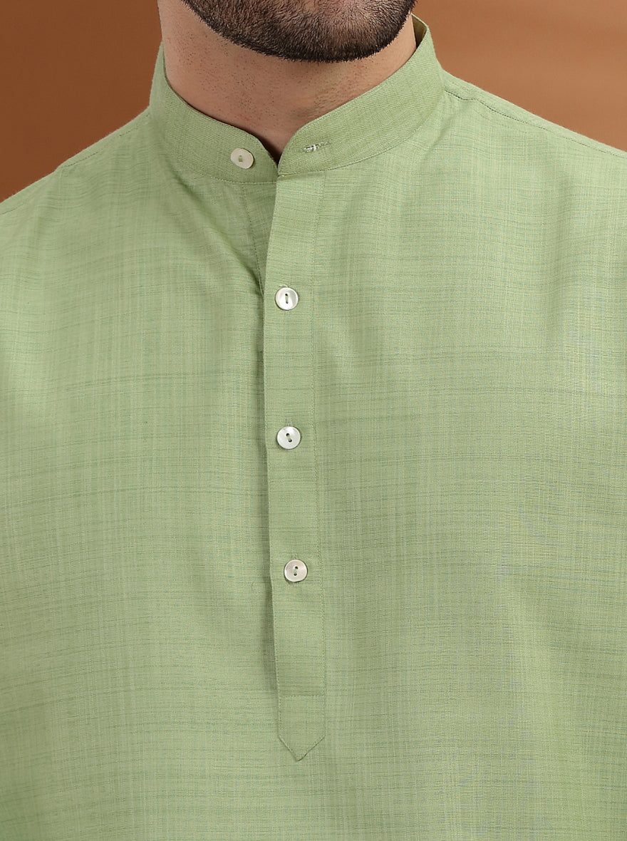 Green Solid Modi Kurta | JadeBlue
