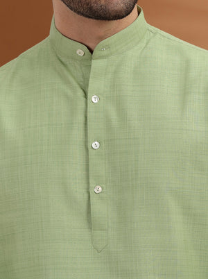 Green Solid Modi Kurta | JadeBlue