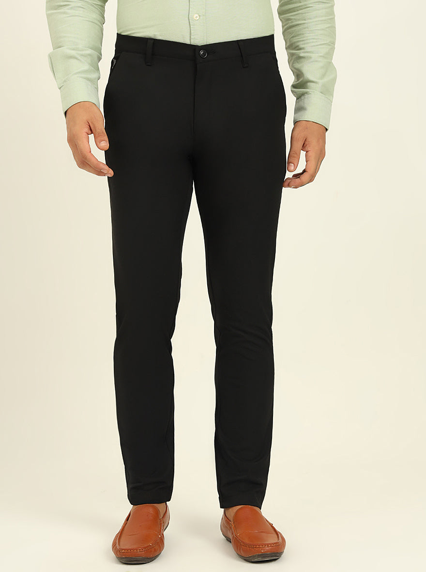 Black Solid Venice Fit Casual Trouser | JadeBlue