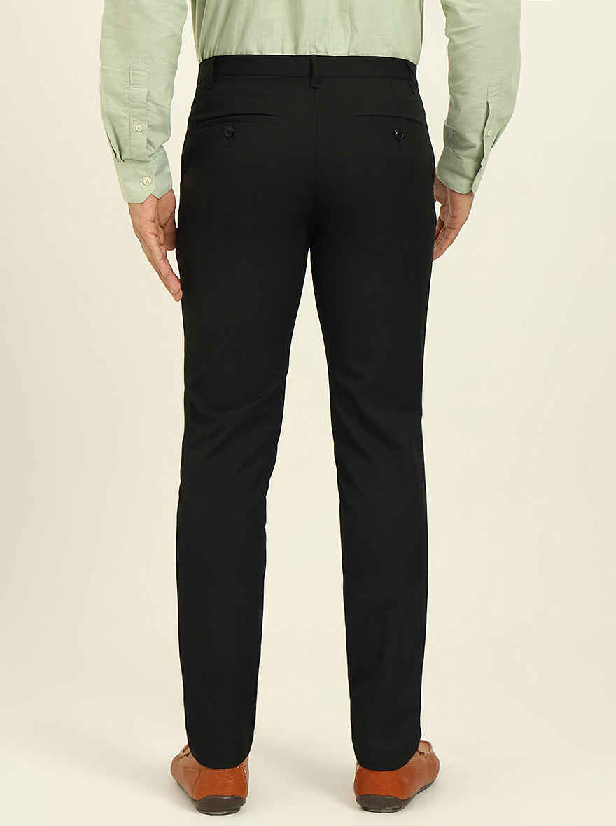Black Solid Venice Fit Casual Trouser | JadeBlue